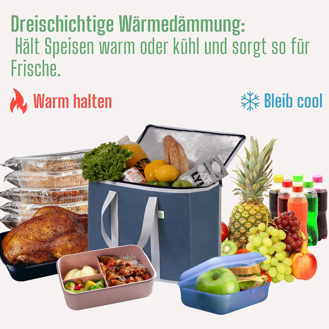 VENO 29 Liter Einkaufstasche Wiederverwendbare Faltbar Kühltasche Einkaufskorb, Gross Picknickkorb R