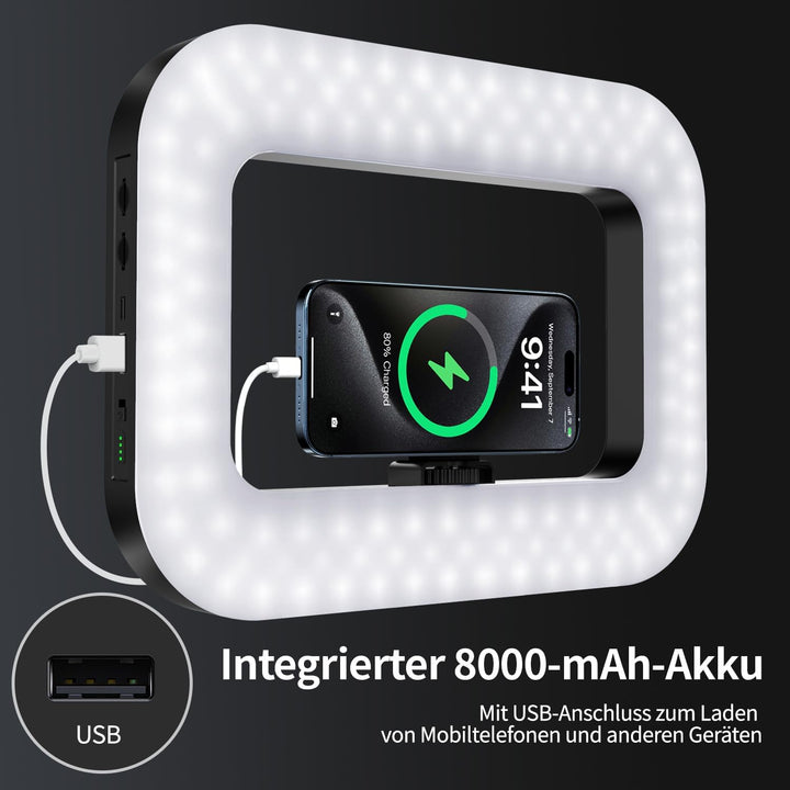 yAyusi Magnetisch Handylicht für Videoaufnahmen, Hand-Telefonstabilisator mit Licht, 8000mAh LED-Sel