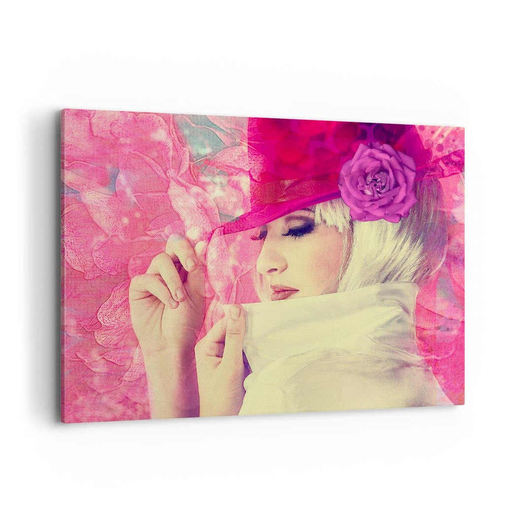 Bilder auf Leinwand 100x70cm Leinwandbild weiblich Blumen- Blume Mode Gross Wanddeko Bild Schlafzimm