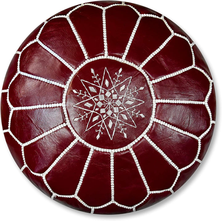 Poufs&Pillows Premium Echt Leder Pouf - Handgefertigt - Gefüllt geliefert - Ottoman, Sitzsack, Fussh