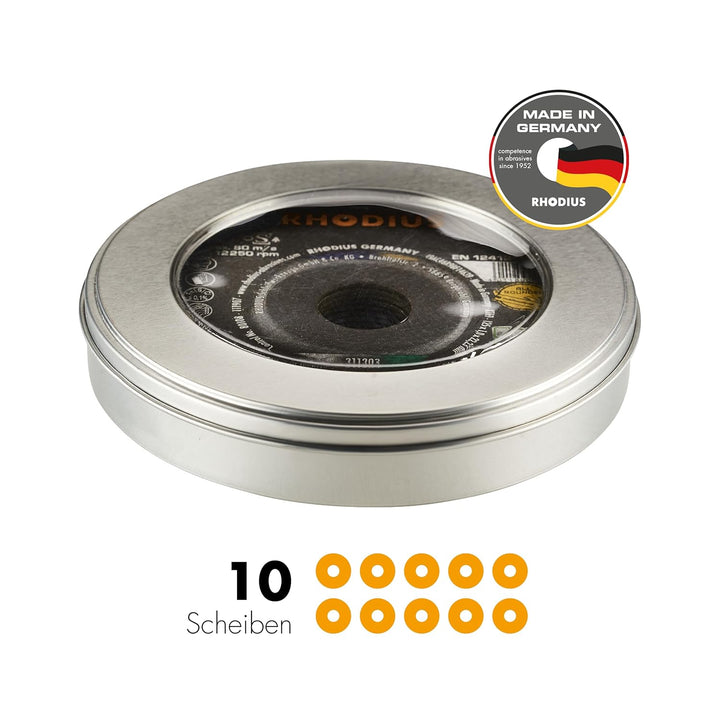 RHODIUS XT69 Ø 125 x 1 mm, 10 Stück Universal Trennscheiben, Made in Germany, für Winkelschleifer, M