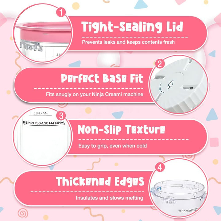4 Stück für Ninja Swirl Behälter 500 ml, Kompatibel Ninja Creami Swirl Behälter, Ninja Eismaschine Z