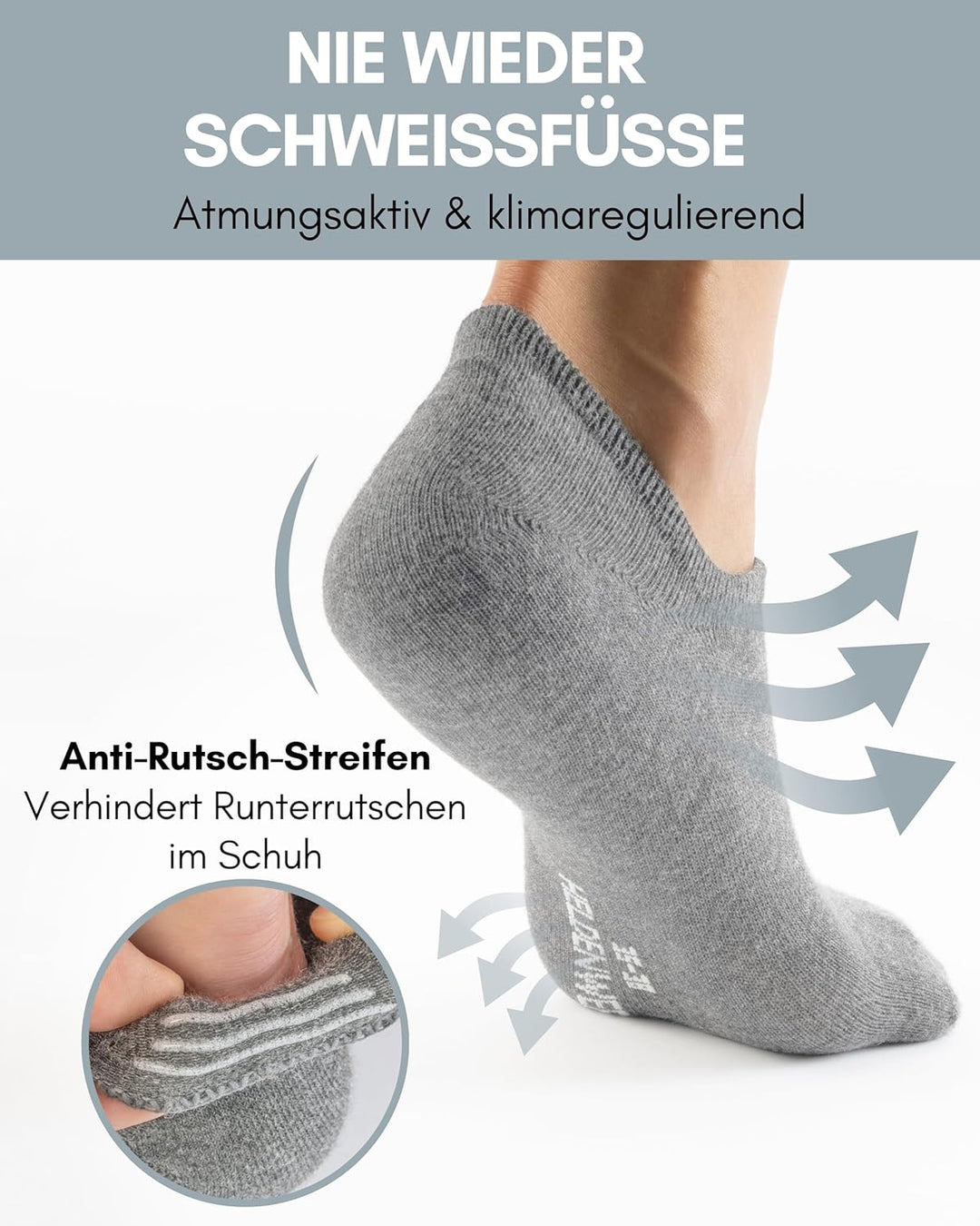 HELDENWERK 10 Paar Füsslinge für Damen & Herren - Unsichtbare Sneaker-Socken atmungsaktiv & bequem -