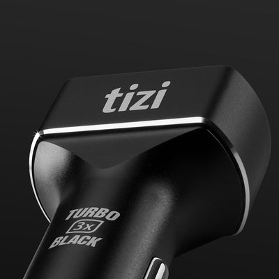 tizi Turbo 3X Black Premium Edition (7,2A), zuverlässiges 3-Fach USB-Auto-Ladegerät mit hochwertigem