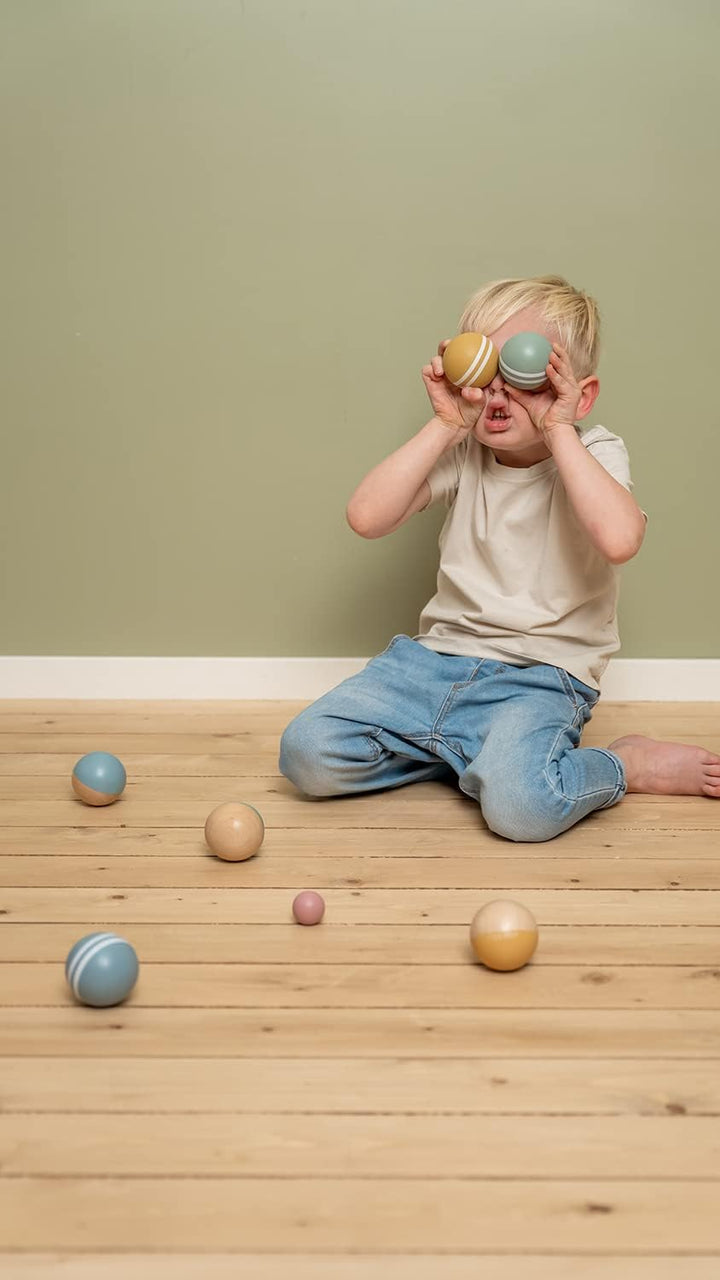 Little Dutch Holz Boule Spiel - Fördert die Entwicklung der Hand-Augen-Koordination - 6 grosse Kugel