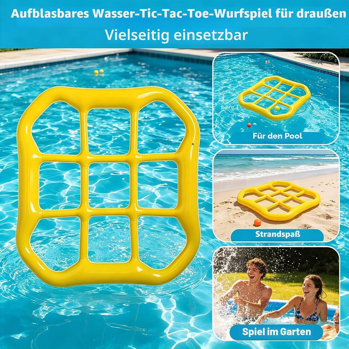 Aufblasbares Wasserspielzeug,Tic Tac Toe Pool Spielzeug mit 10 Aufblasbarer Ball,9-Kästchen-Gitter-W