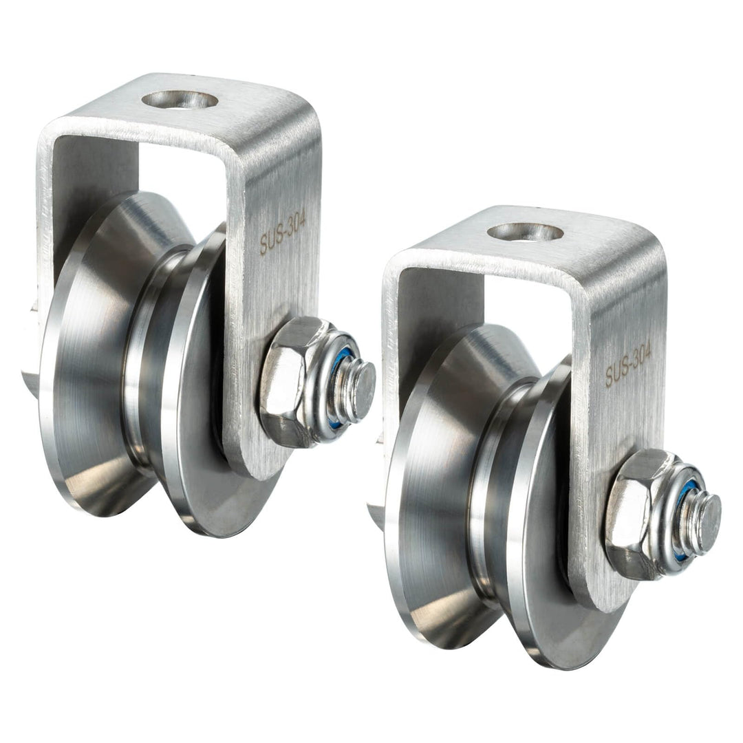 Umlenkrolle mit 2 Kugellager, Edelstahl Fitness flaschenzug, 48mm V Typ Umlenkrollen für 12mm Seile