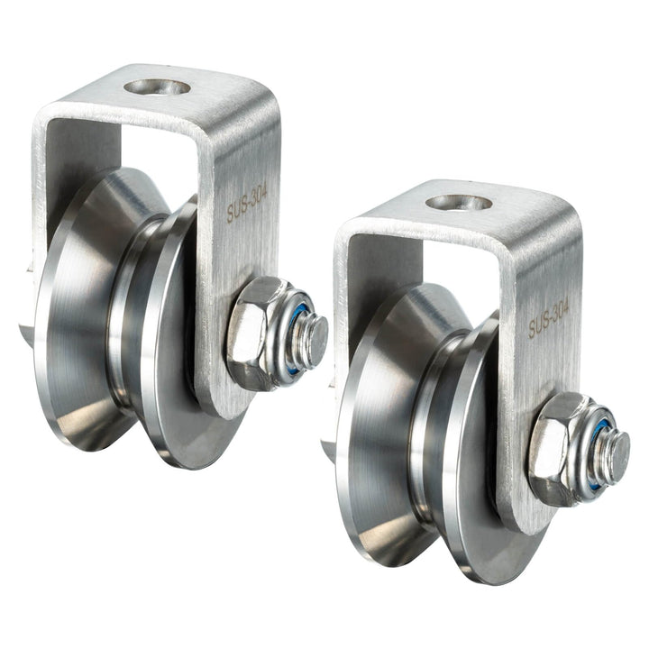 Umlenkrolle mit 2 Kugellager, Edelstahl Fitness flaschenzug, 48mm V Typ Umlenkrollen für 12mm Seile