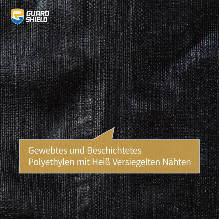 GUARD SHIELD Abdeckplane mit Ösen Wasserdicht 2m x 3m Schwarz/Grau Plane Gewebeplane 190g/㎡ Schutzpl