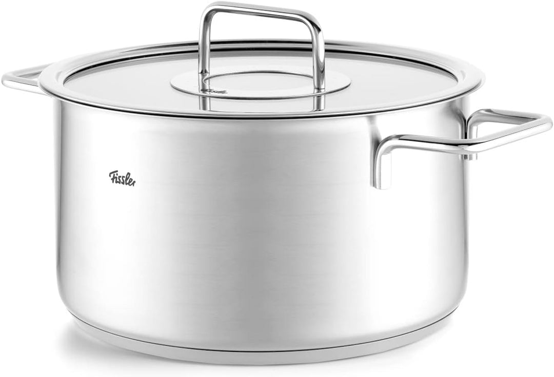 Fissler Pure Collection/Edelstahl-Kochtopf (Ø 24 cm, 5,7L) Töpfe inkl. Glas-Deckel, Innen-Skalierung