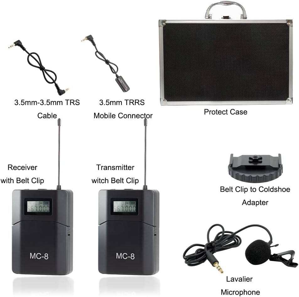 MC8 6-Kanal UHF Drahtloses Lavalier Mikrofon Kabellos Wireless Funk Kamera Mikrofon Kompatibel für D