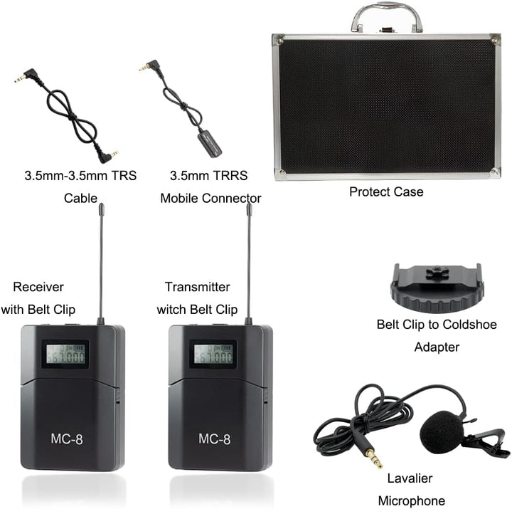 MC8 6-Kanal UHF Drahtloses Lavalier Mikrofon Kabellos Wireless Funk Kamera Mikrofon Kompatibel für D
