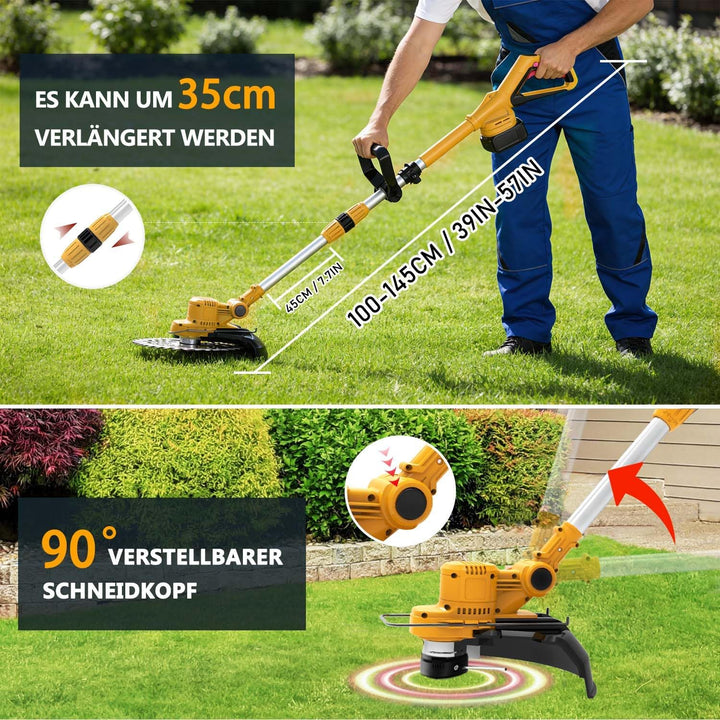 Rasentrimmer mit Akku für Makita-Akkus, 21V - 750W Motor -20000U/min, 4-in-1 Freischneider akku, 90°