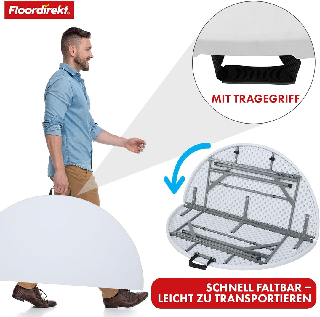 Floordirekt- Gartentisch Klappbar Kunststoff 120x74 cm - Buffettisch mit Tragegriff - Klapptisch für
