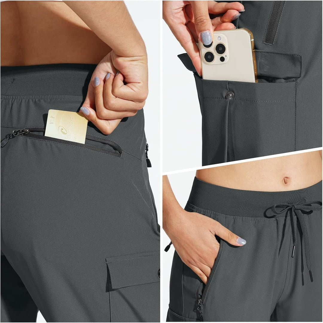 MOCOLY Damen Jogginghose Cargohose Wanderhose Leichte Trekkinghose Wasserdicht Winddicht Outdoorhose