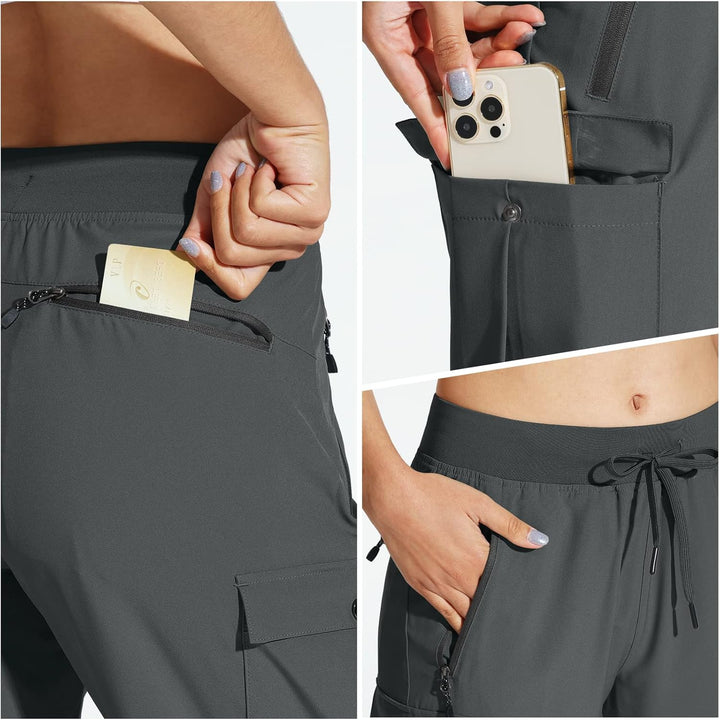 MOCOLY Damen Jogginghose Cargohose Wanderhose Leichte Trekkinghose Wasserdicht Winddicht Outdoorhose