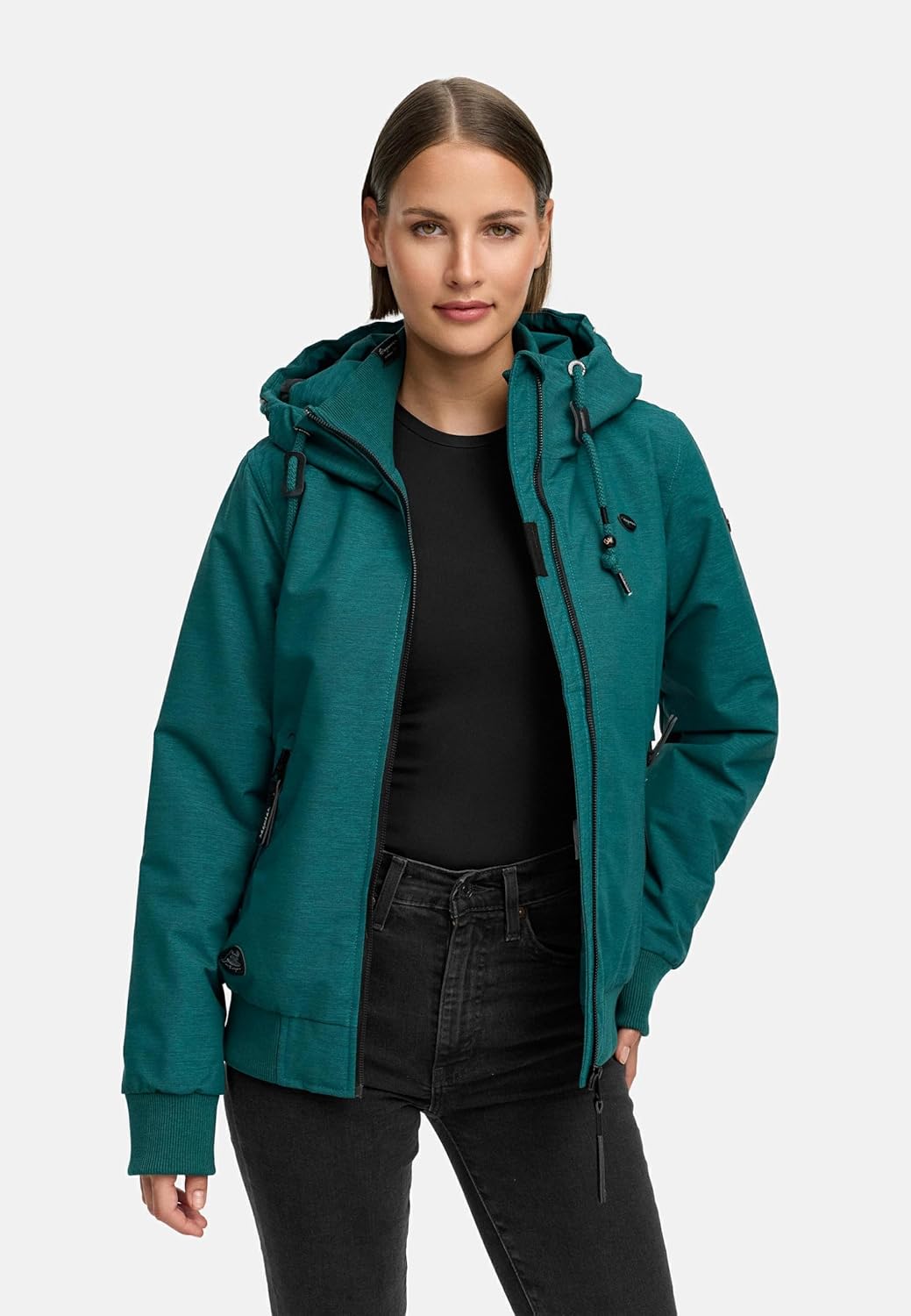 Ragwear Damen warme wasserdichte Winterjacke Outdoorjacke mit Kapuze Nuggie Melange XS-6XL XS Pine G