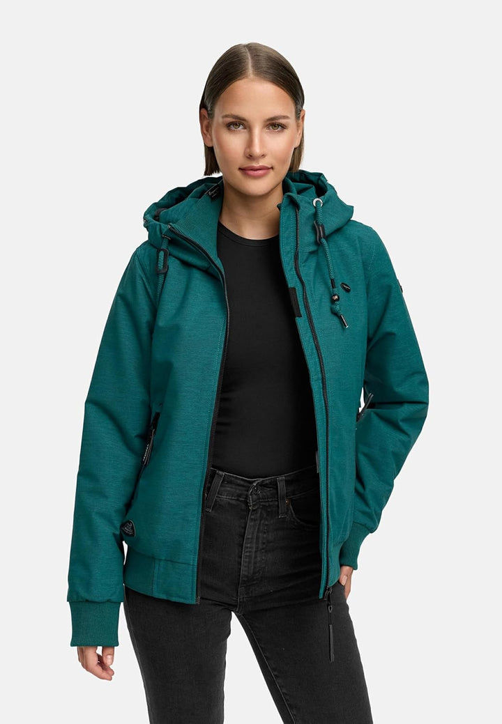 Ragwear Damen warme wasserdichte Winterjacke Outdoorjacke mit Kapuze Nuggie Melange XS-6XL XS Pine G