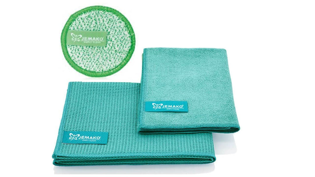 JEMAKO 3er Set Trockentuch mittel 45x60 cm Profituch klein 35x40 cm Duopad grün mini Ø 9,5 cm (Türki