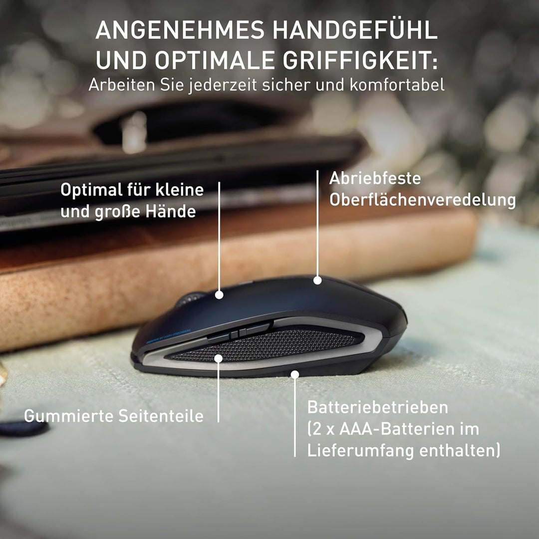 CHERRY GENTIX BT, Kabellose Bluetooth-Maus, Multi-Device-Funktion für bis zu 3 Geräte, Umschaltbare