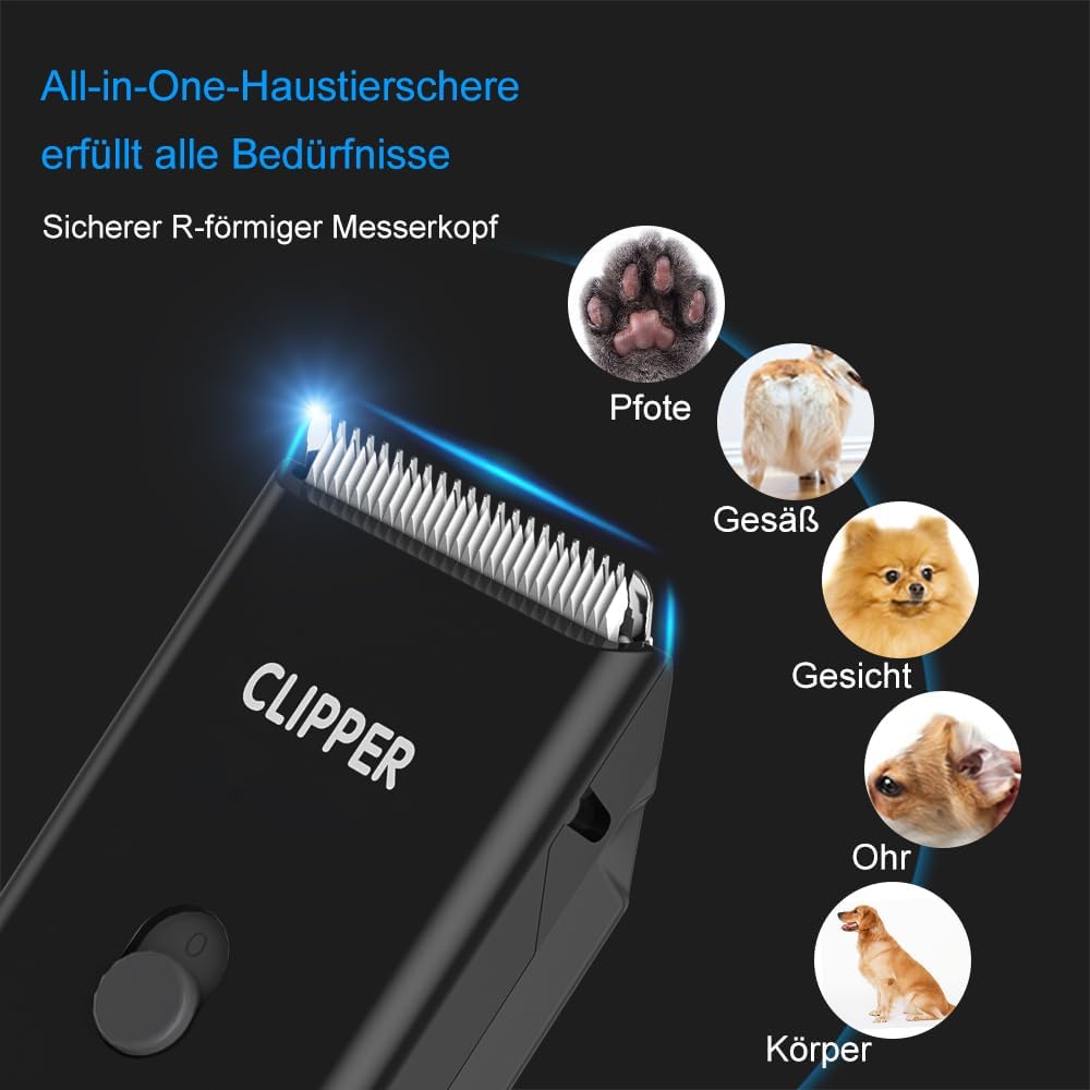 ENSSU Hundeschermaschine, kabelloses, wiederaufladbares Hundepflege-Set Katzenhaarschneidemaschine f