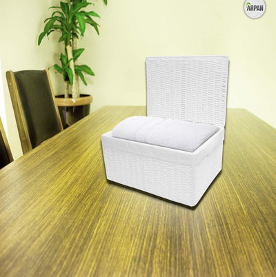 ARPAN Aufbewahrungskorb aus Papier, geflochten, mit weissem Stofffutter, weiss, Large, Meidum, Small