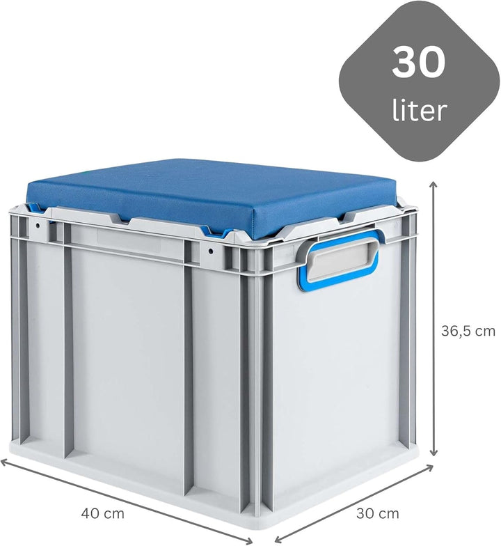 PROREGAL SparSet 4x Eurobox NextGen Seat Box Blau | HxBxT 36,5x30x40cm | 30 Liter | Griffe geschloss