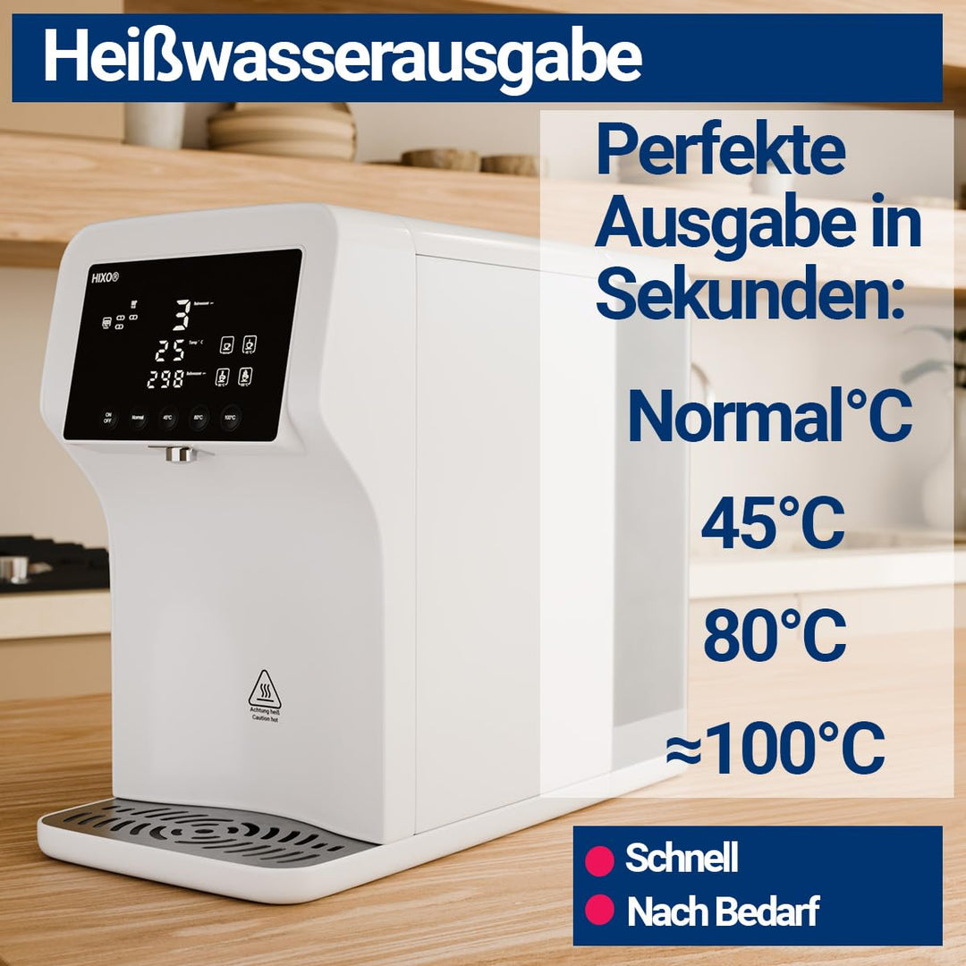 Osmoseanlage (RO) – Auftisch-Wasserfilter | mit variablen Temperaturstufen (bis ~100°C) & TDS-Anzeig