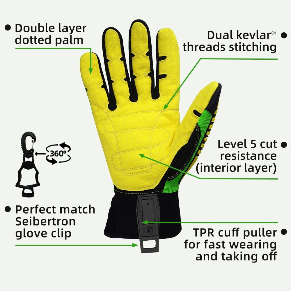 Seibertron HIGH-VIS SDXC5 Mechaniker Hochleistung Technische Hilfeleistung Schnittschutz 5 Handschuh