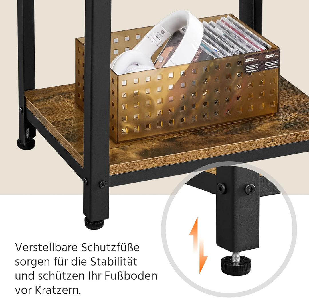 Yaheetech Vintage Telefontisch, Beistelltisch mit 3 Ablagen, Kleiner Nachttisch, Sofatisch, 45 x 35