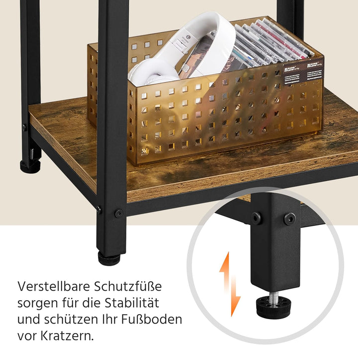 Yaheetech Vintage Telefontisch, Beistelltisch mit 3 Ablagen, Kleiner Nachttisch, Sofatisch, 45 x 35