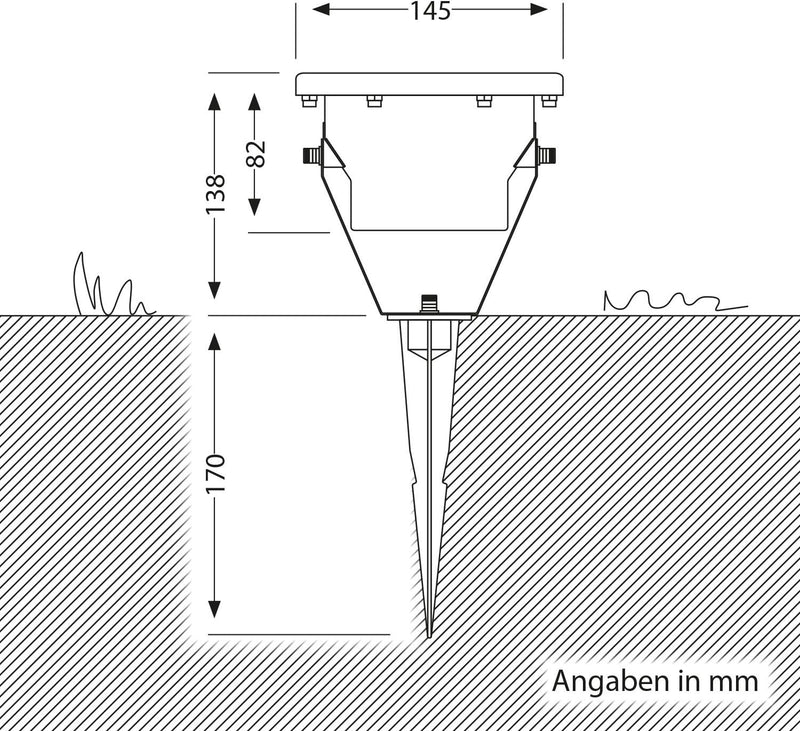 ledscom.de LED Gartenstrahler BULA mit Erdspiess für aussen, Edelstahl, GX53 Lampe 541lm 140° warm-w