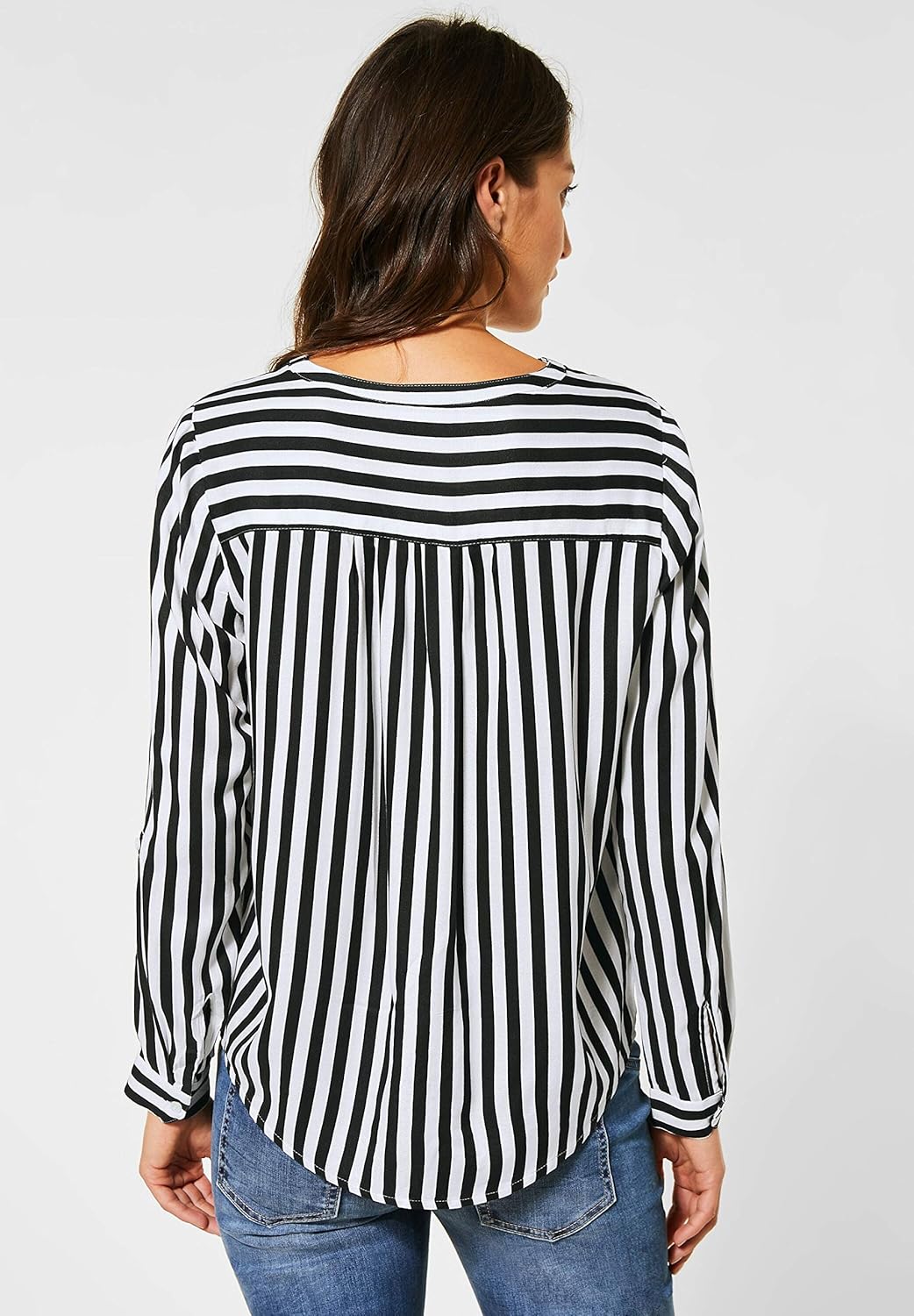 STREET ONE Damen 342166 Streifenbluse Bluse, neo Grey, 36