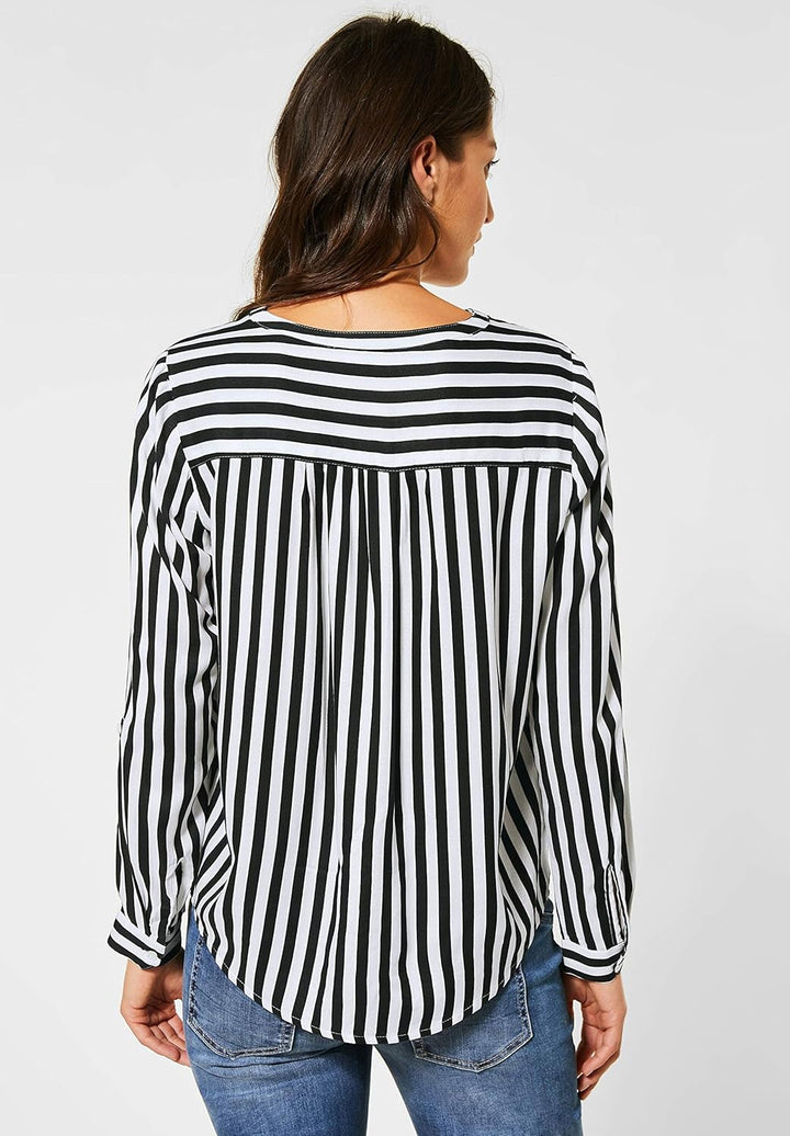 STREET ONE Damen 342166 Streifenbluse Bluse, neo Grey, 36