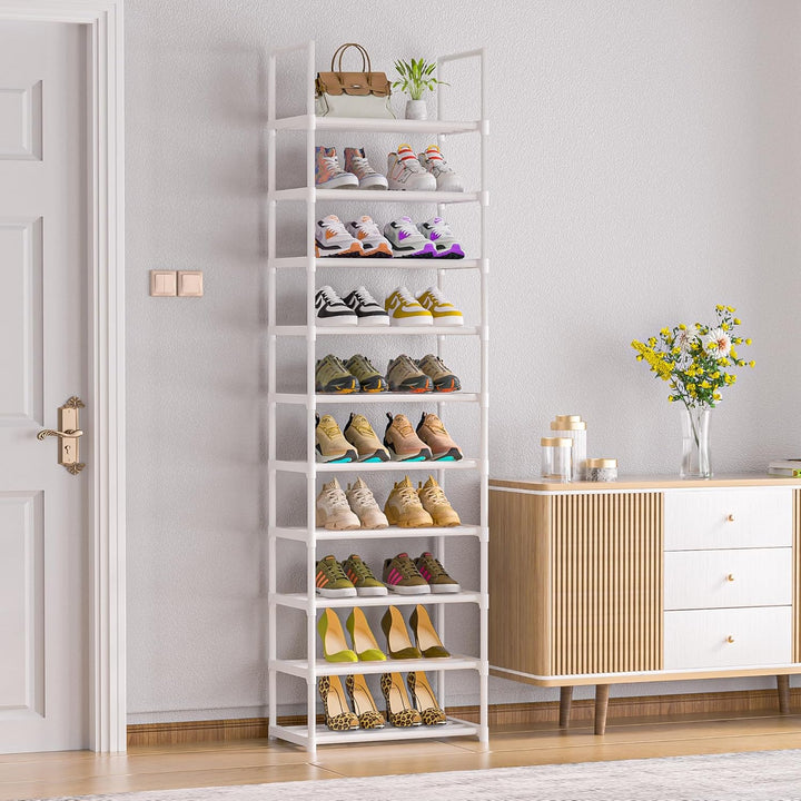 OYREL Schuhregal 10 Ebenen Platz Sparen, Schuh-Organizer Grosse Kapazität für 20-25 Paar Schuhe, Met