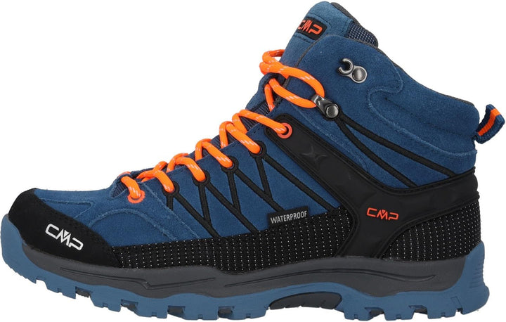 CMP Kids Rigel Mid Trekking Wp Walking Shoe, Dusty Blue Flash Orange, 28 EU