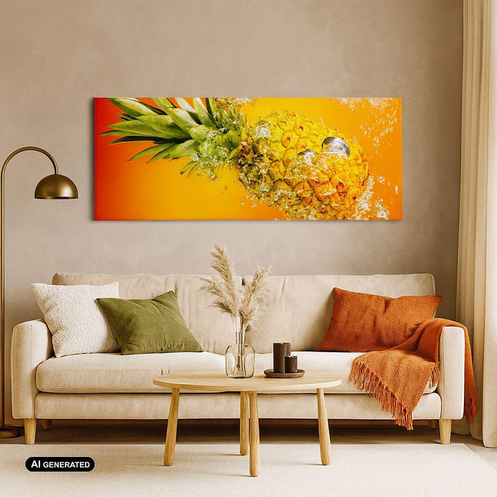 Wandbilder Dekoration Wohnzimmer Karibik ananas frucht gesund Panorama Bilder auf Leinwand 120x50cm