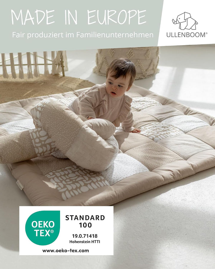 ULLENBOOM Krabbeldecke für Baby 100x100 cm - Dick und weich gepolstert Classic Sand 100 x 100 cm, Cl