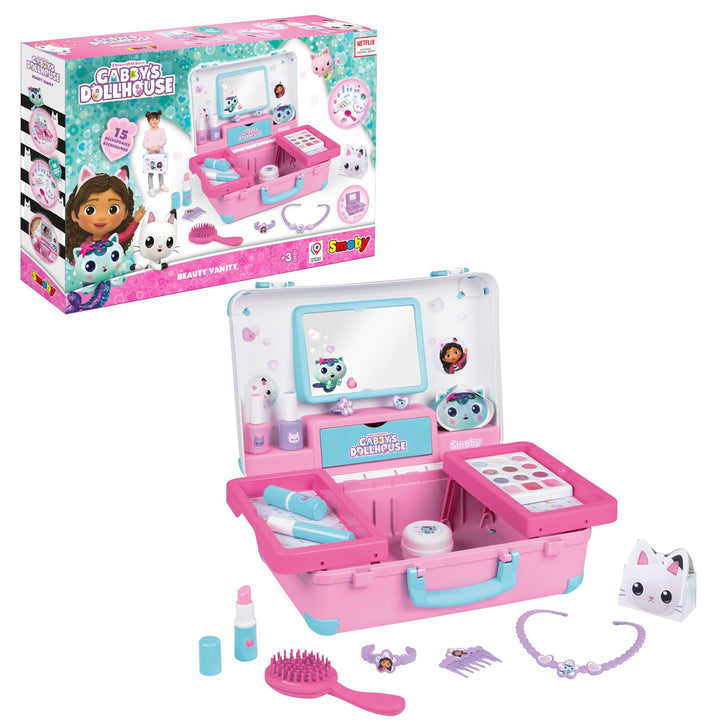 Smoby Gabby’s Dollhouse Kosmetikkoffer – Styling- & Friseurkoffer mit Spielzeug-Kosmetik (unecht) &