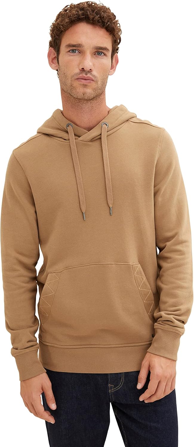 TOM TAILOR Herren Basic Hoodie Sweatshirt M 15078 - Otter Brown, M 15078 - Otter Brown