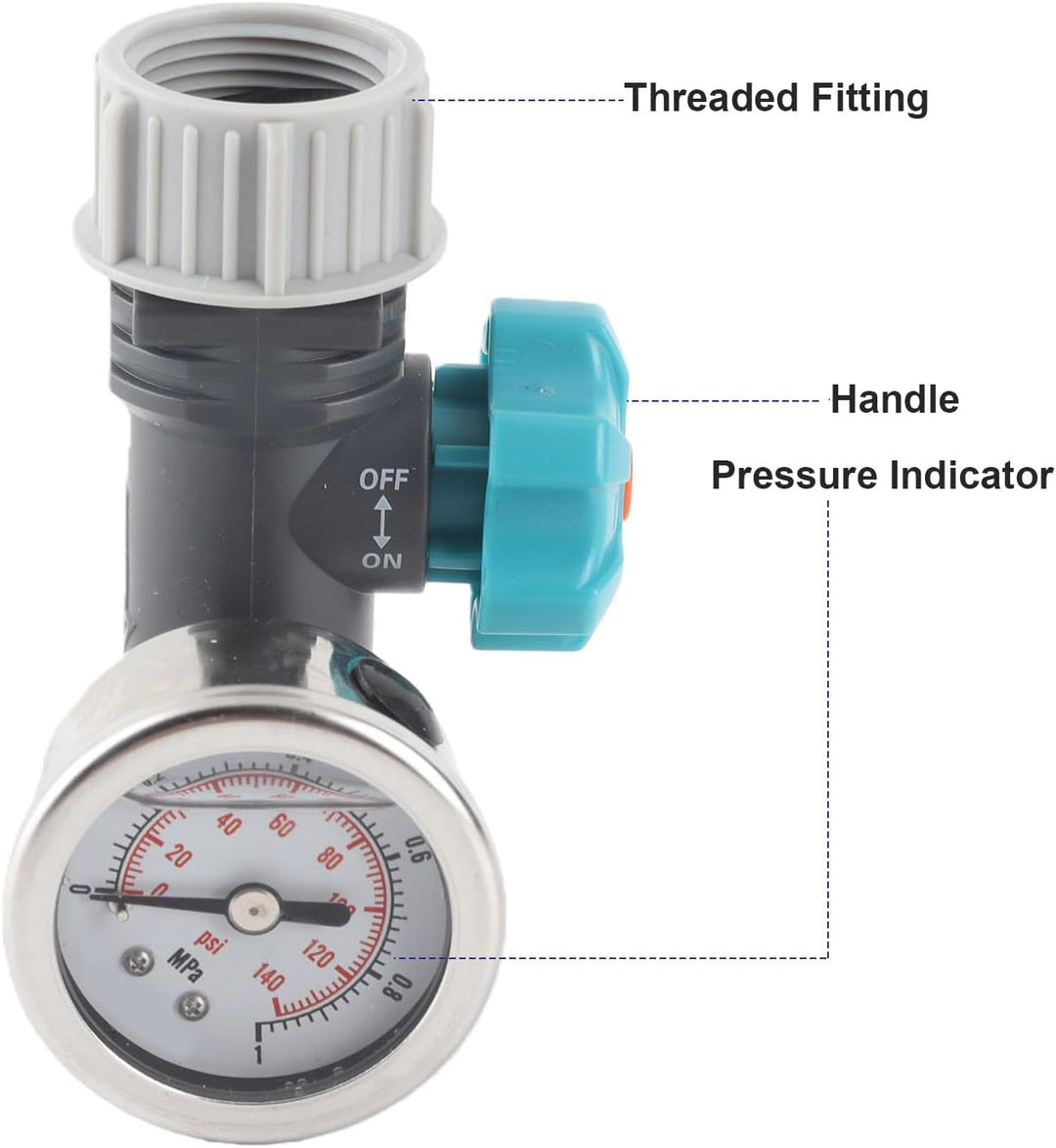 AYNEFY Wasserdruckventil, G3/4 Zoll, verstellbares Wasserdruckregelventil mit Manometer, Gewächshaus