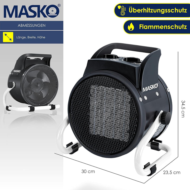 MASKO® Elektroheizer Heizlüfter Bauheizer 5KW Keramik Heizstrahler 5000 Watt Elektroheizgebläse elek