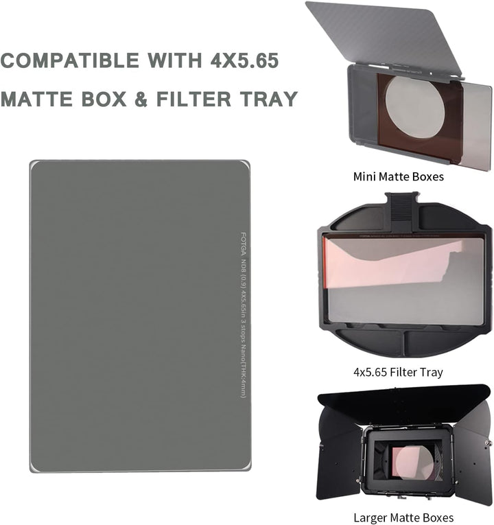 FOTGA Nano 4x5.65 ND8 Neutral Graufilter Rechteckfilter aus Optisches Glas, ND0.9 (3 Stopps) Cinema