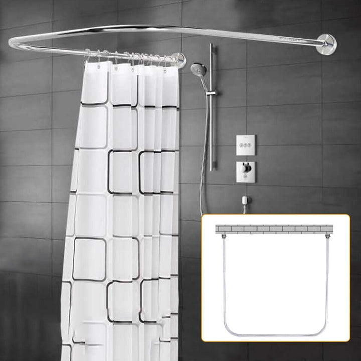 Duschvorhang Schienen Stange U-Form gebogene Toilette Badezimmer Pole Edelstahl Quadrat Duschvorhang