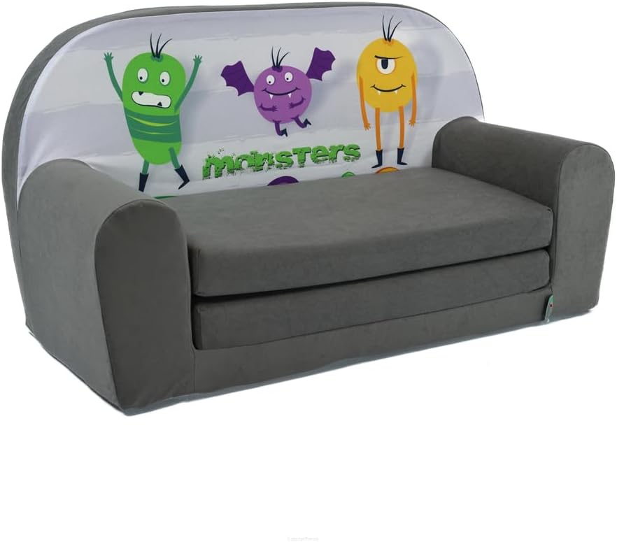 FORTISLINE Kindersofa Mini zum Aufklappen Viele Muster W386 (Monster), Monster