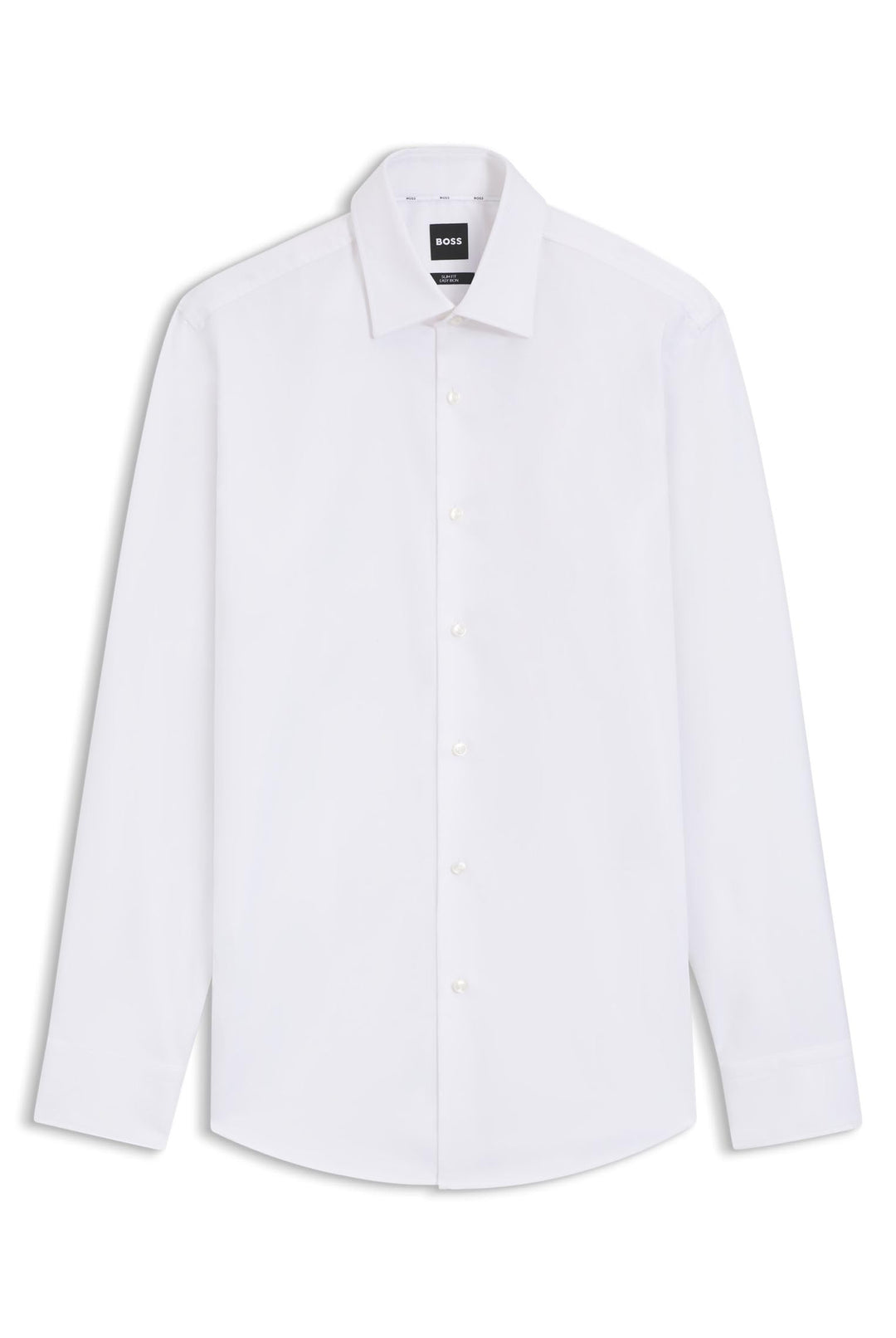 BOSS Herren H-HANK-kent-C1-214 Slim-Fit Twill-Hemd aus bügelleichter Stretch-Baumwolle Weiss 42