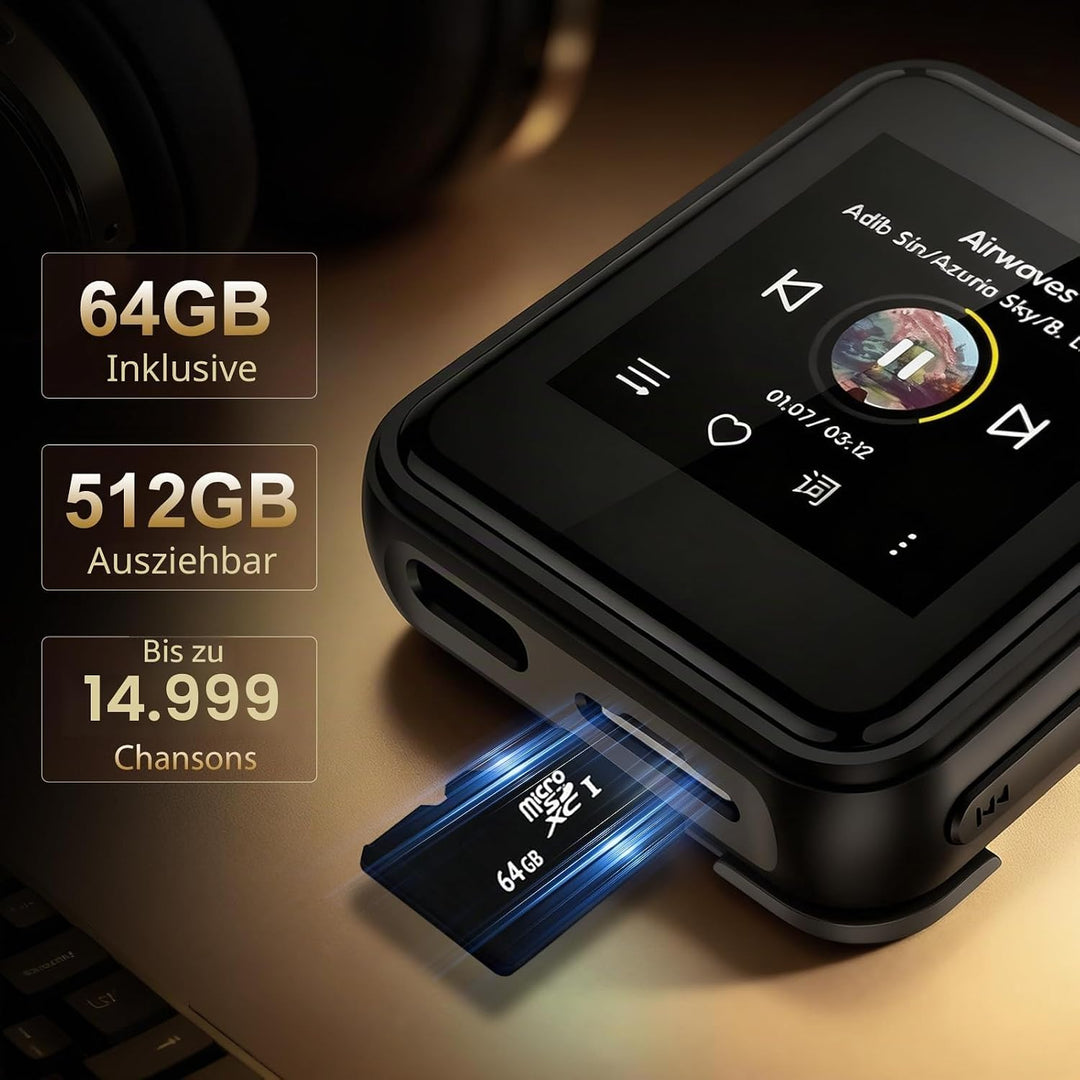 HIFI WALKER H2 Mini MP3 Player Bluetooth HiFi mit Clip, DAC ESS9218, Hi-Res Audio DSD/FLAC, 1,54” To
