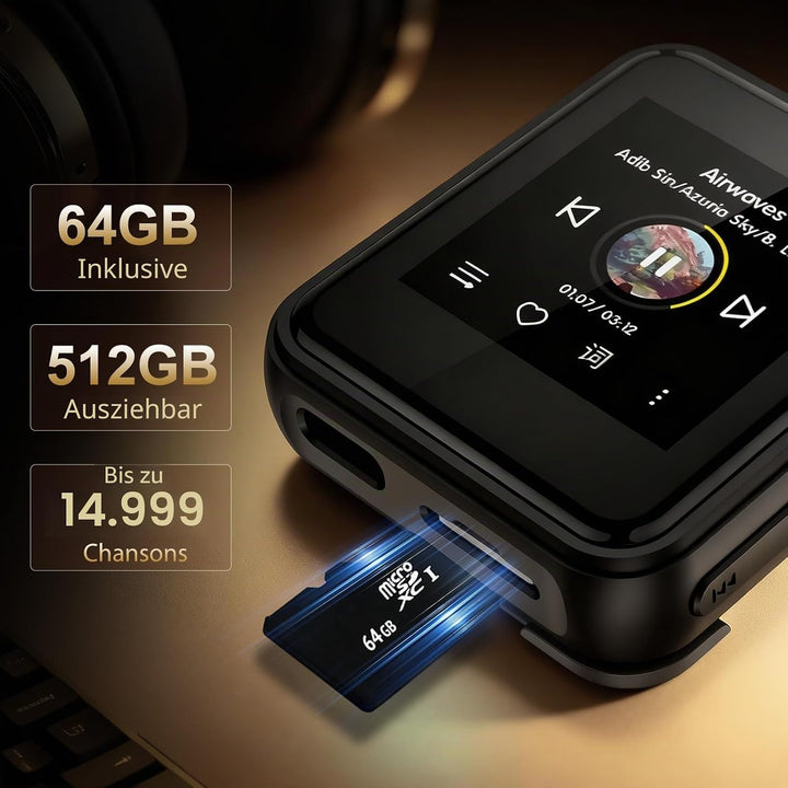 HIFI WALKER H2 Mini MP3 Player Bluetooth HiFi mit Clip, DAC ESS9218, Hi-Res Audio DSD/FLAC, 1,54” To