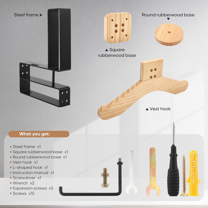 Helmhalterung für Motorradhelme Massivholz und robuster Stahl Wand Motorrad Zubehör Motorradhelm Hal