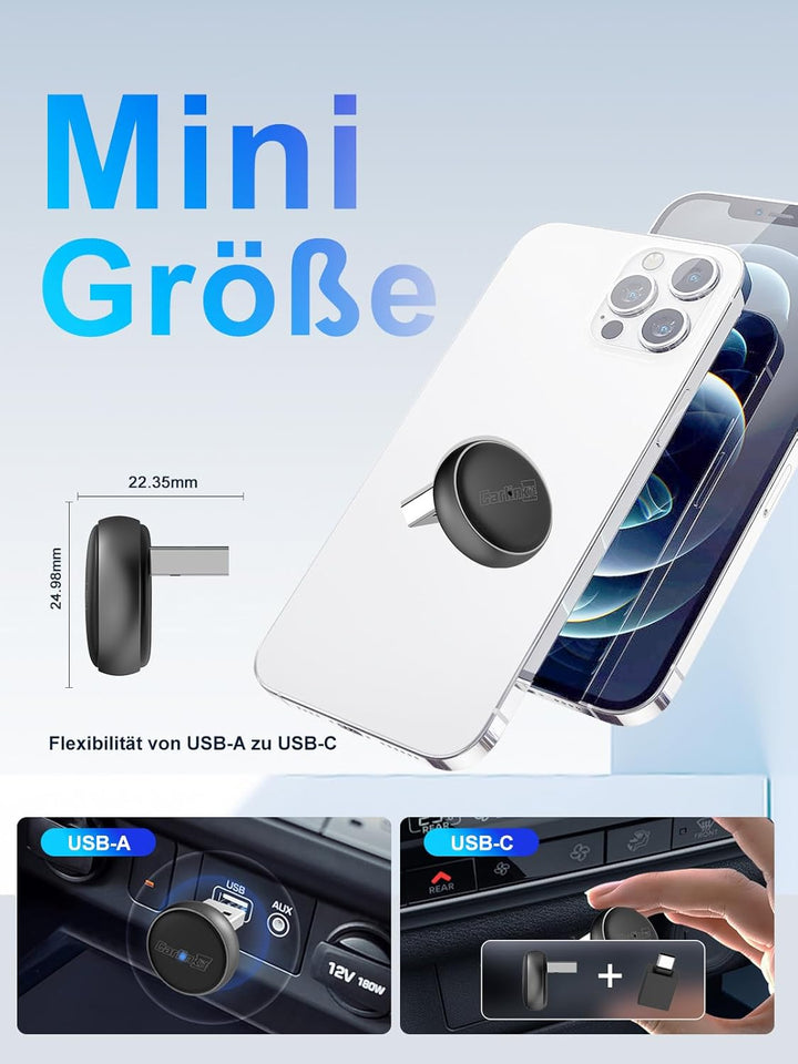 Carlinkit Mini Ultra Wireless CarPlay & Android Auto Adapter, Konvertieren Sie werkseitig kabelgebun